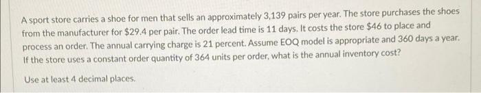 A sport store carries a shoe for men that sells