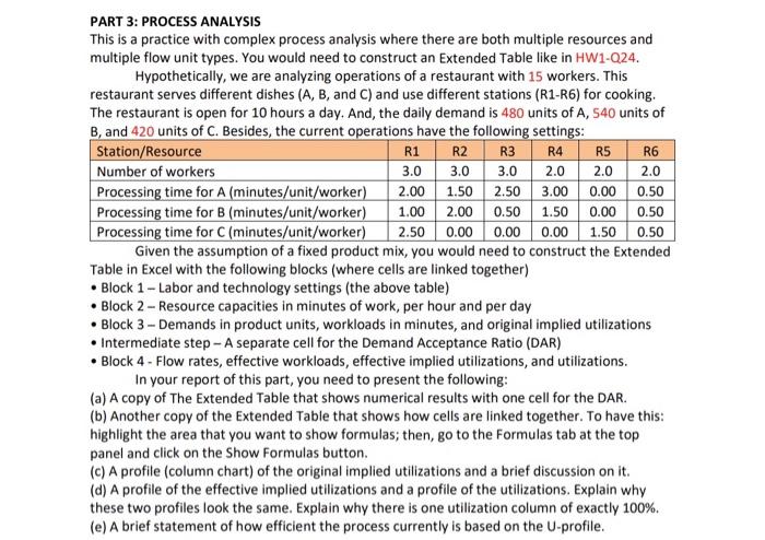 please help with each step part 3 PART 4: LEAN
