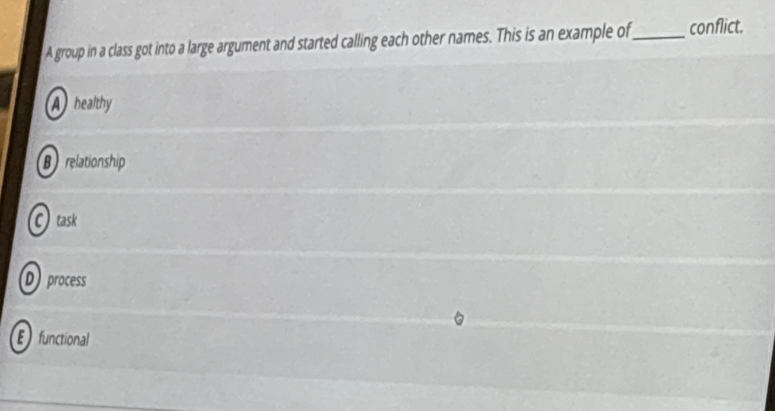 A group in a class got into a large argument and