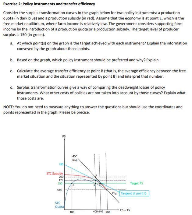 Exercise 2: Policy instruments and transfer