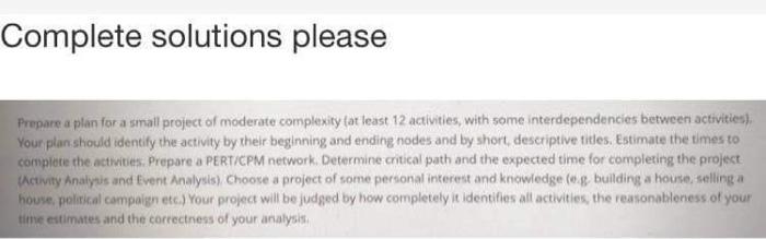 complete answer please Complete solutions please