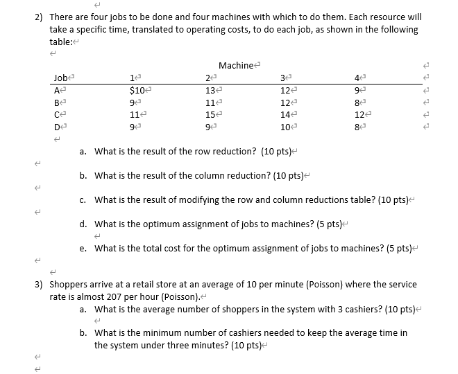 HW 4- All work must be completed in 1 excel file