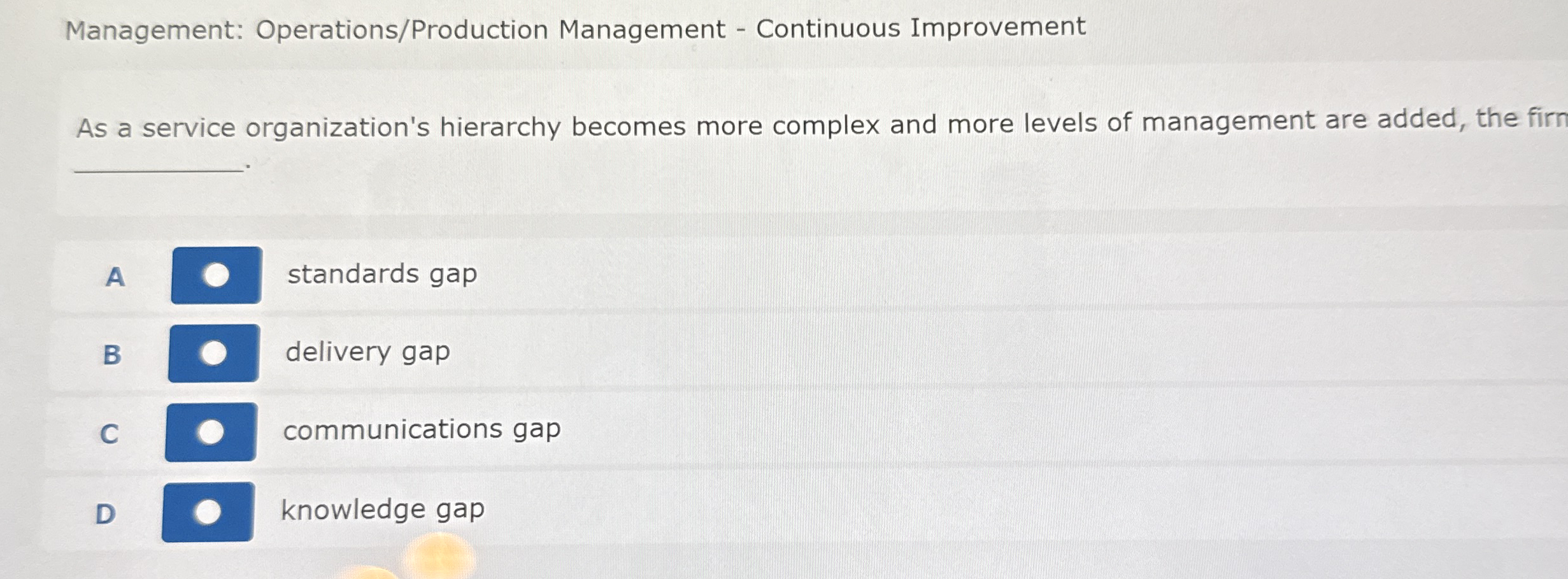 Management: Operations / Production Management -