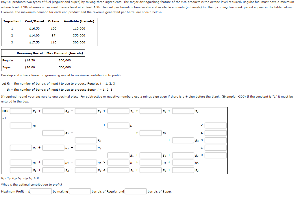 Likewise, the maximum demand for each end product