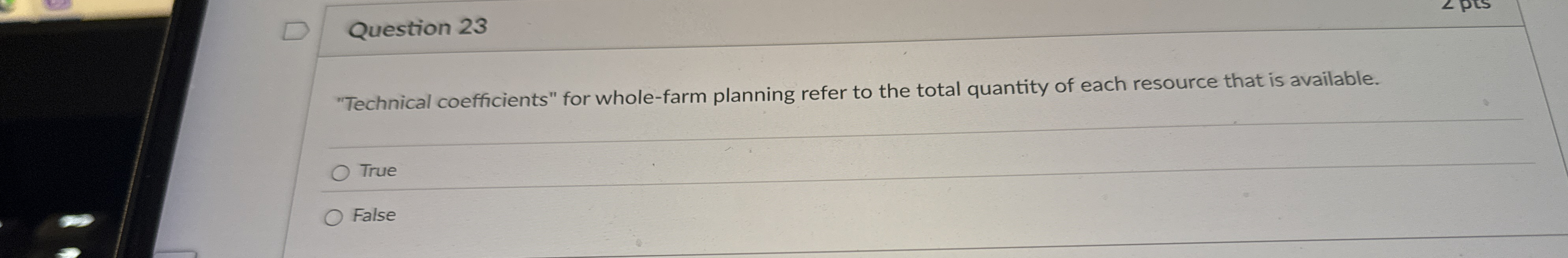 Question 2 3 "Technical coefficients" for whole -