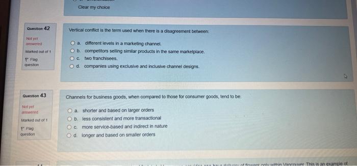 please answer all Clear my choice Question 42