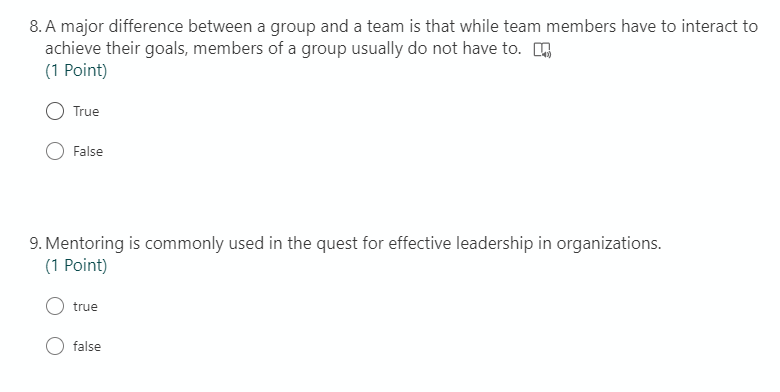 8. A major difference between a group and a team