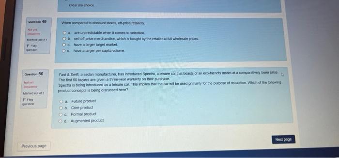 please answer all Clear my choice Question 42