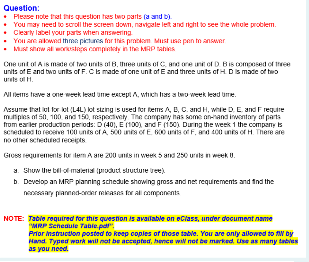 Question: Please note that this question has two