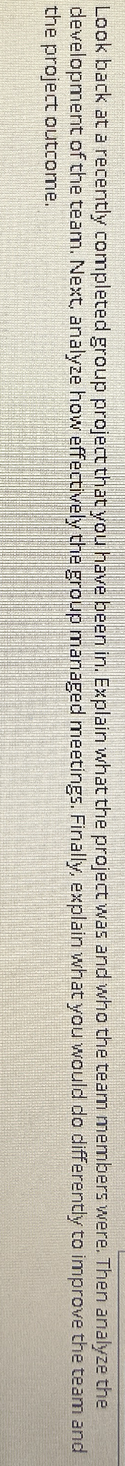 Look back at a recently completed group project