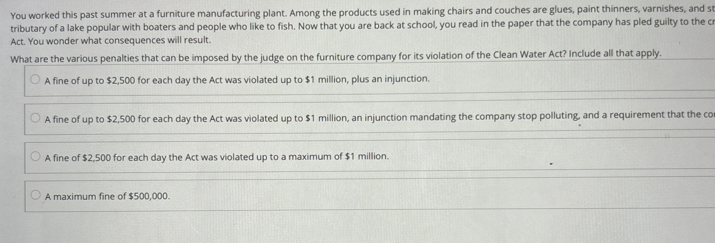 You worked this past summer at a furniture