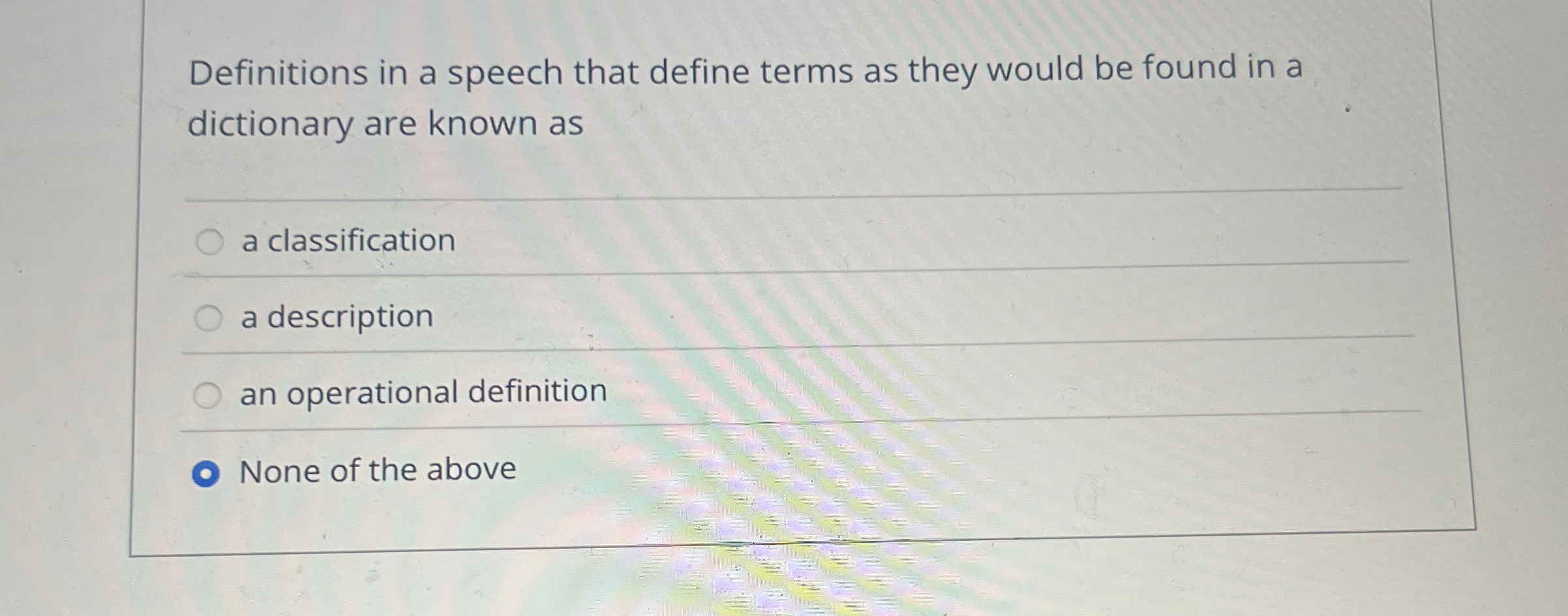 Definitions in a speech that define terms as they