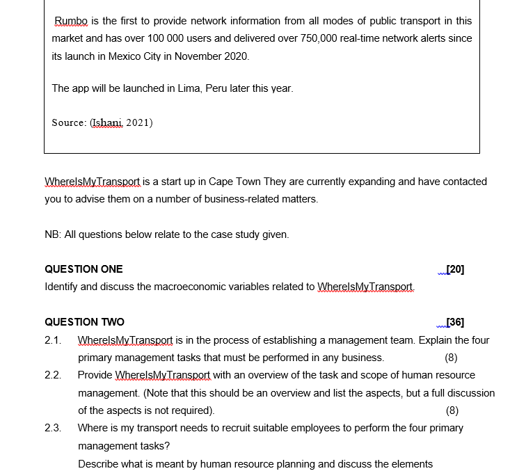 Read the case study below and answer the