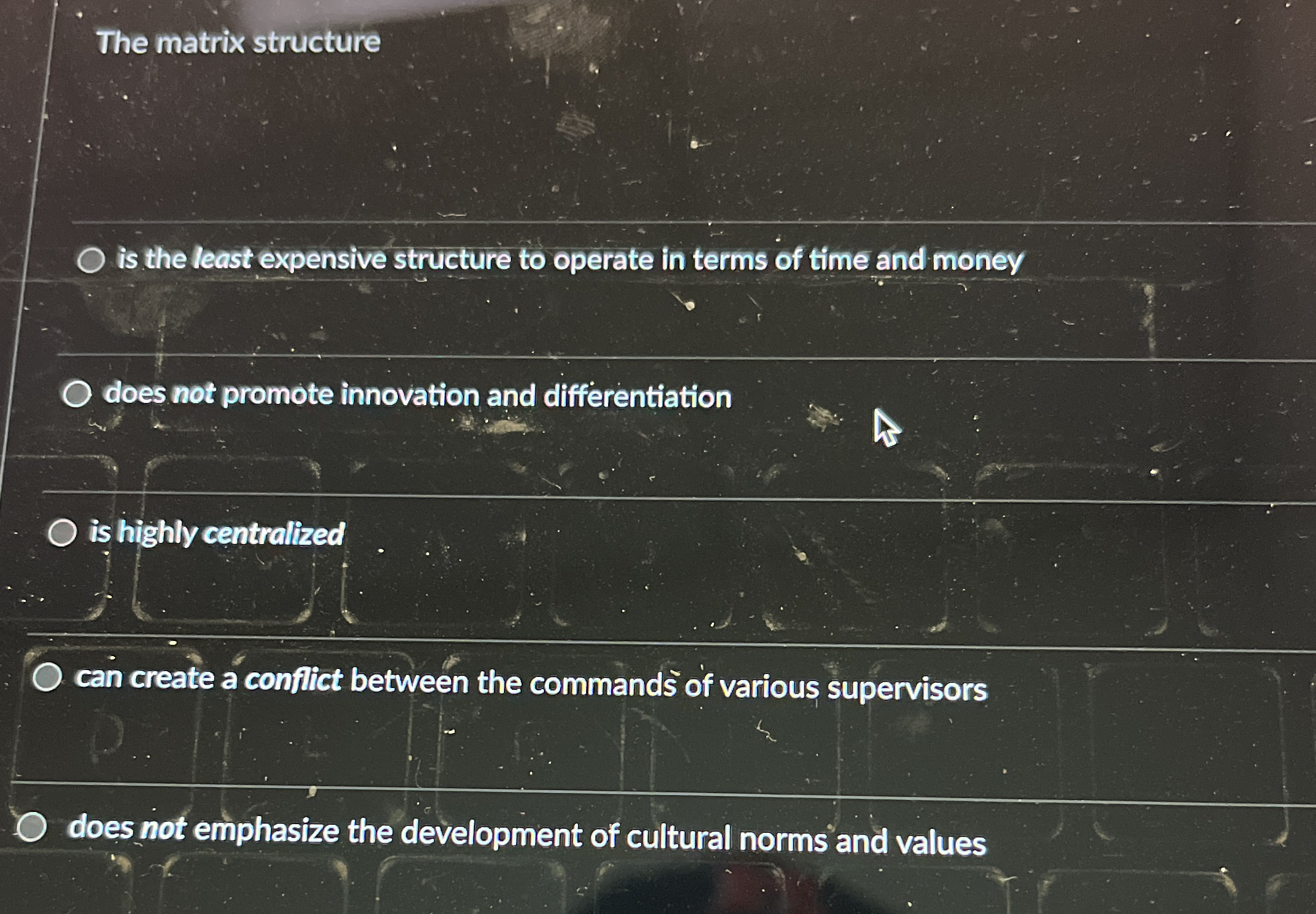 The matrix structure is the least expensive