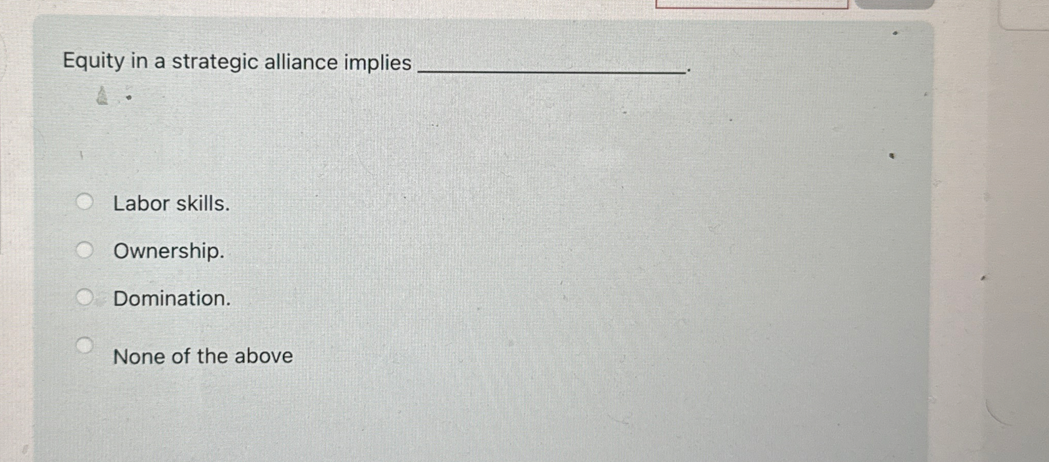 Equity in a strategic alliance implies Labor