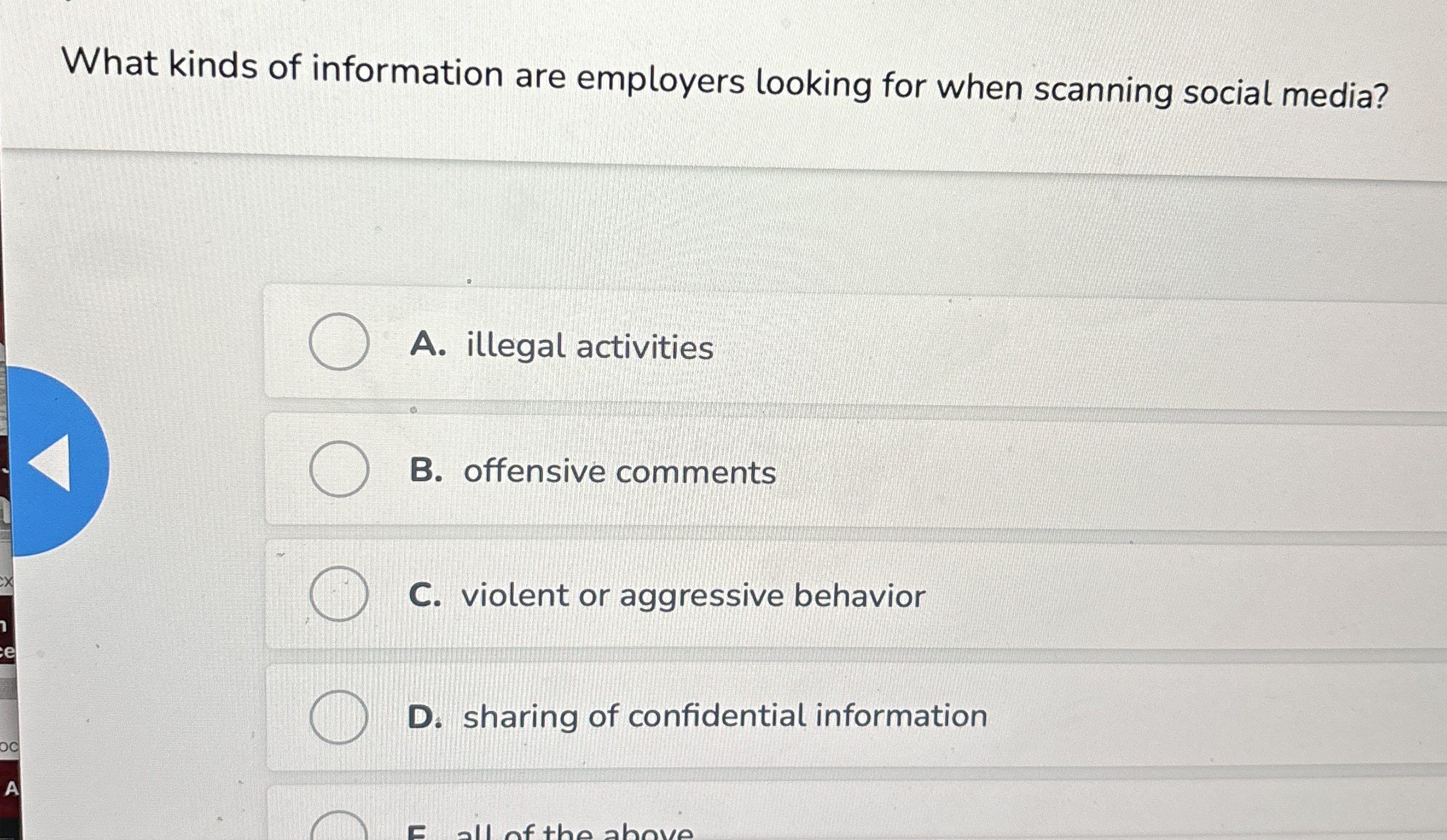 What kinds of information are employers looking