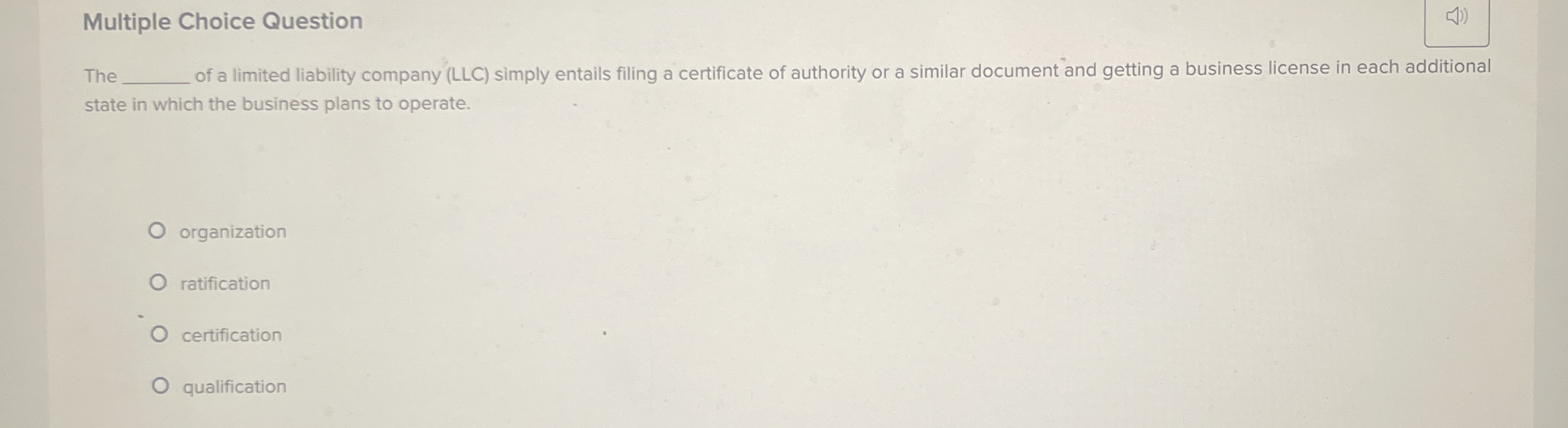 Multiple Choice Question The of a limited