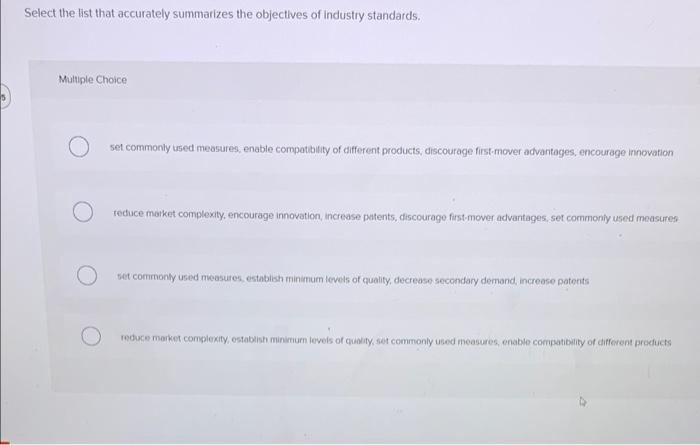 Select the list that accurately summarizes the