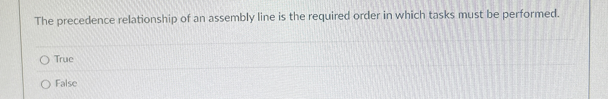 The precedence relationship of an assembly line