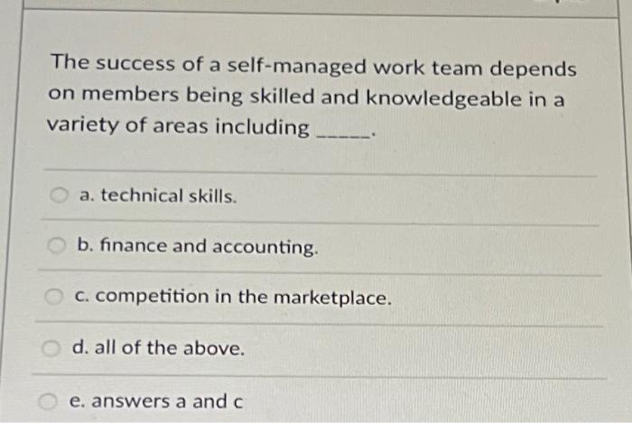 The success of a self-managed work team depends