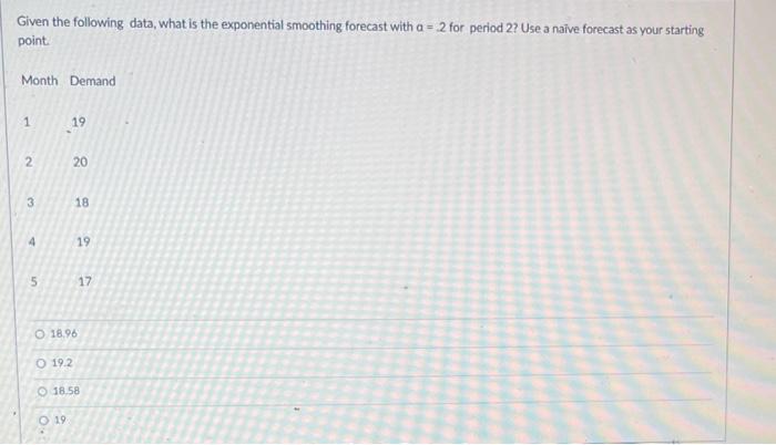 Given the following data, what is the weighted