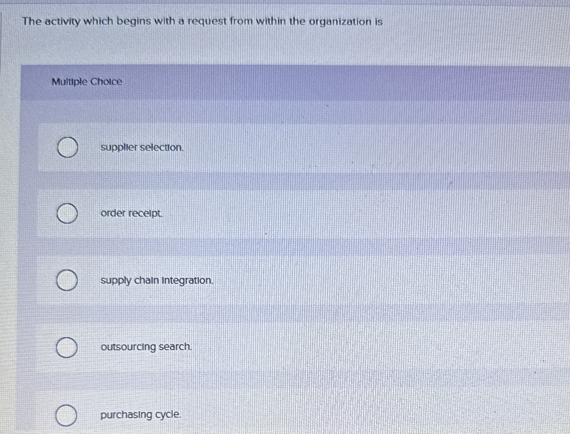 The activity which begins with a request from