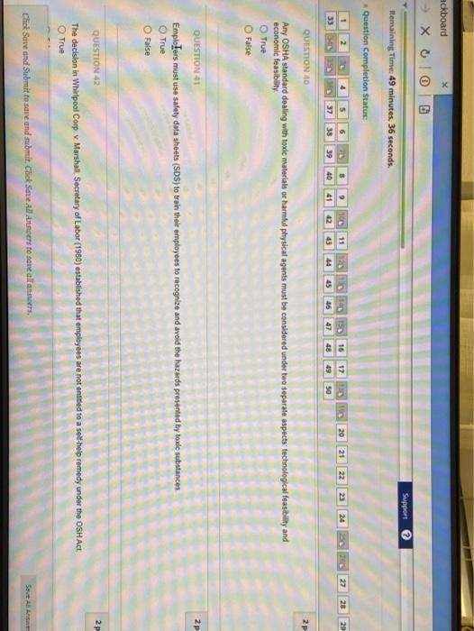 ackboard Support Remaining Time: 49 minutes. 36