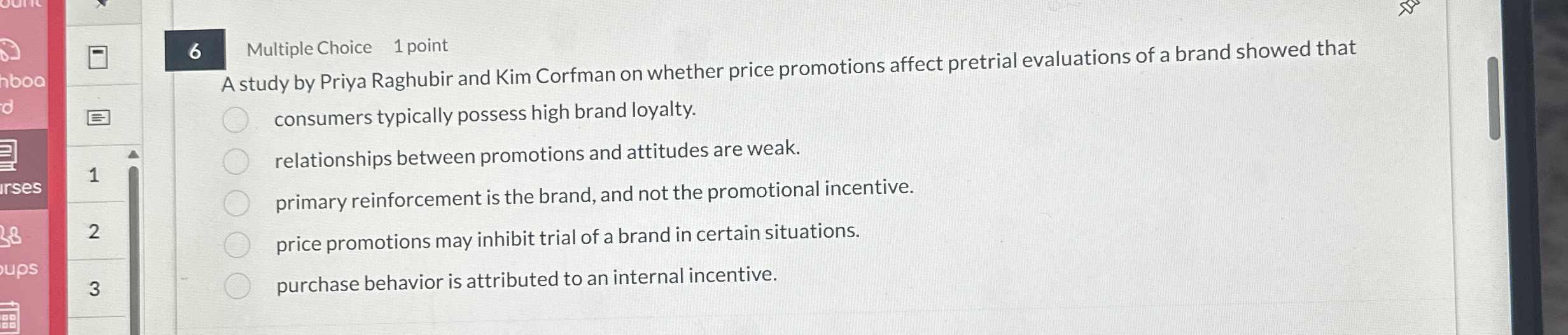 6 Multiple Choice 1 point A study by Priya