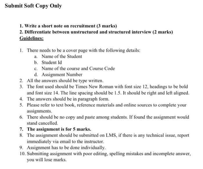 it is an assignment for: Recruitment and