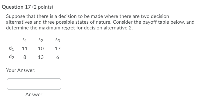 Question 16 (2 points) Suppose that there is a