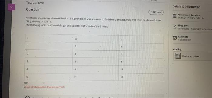 using Excel. Test Content Details & Information