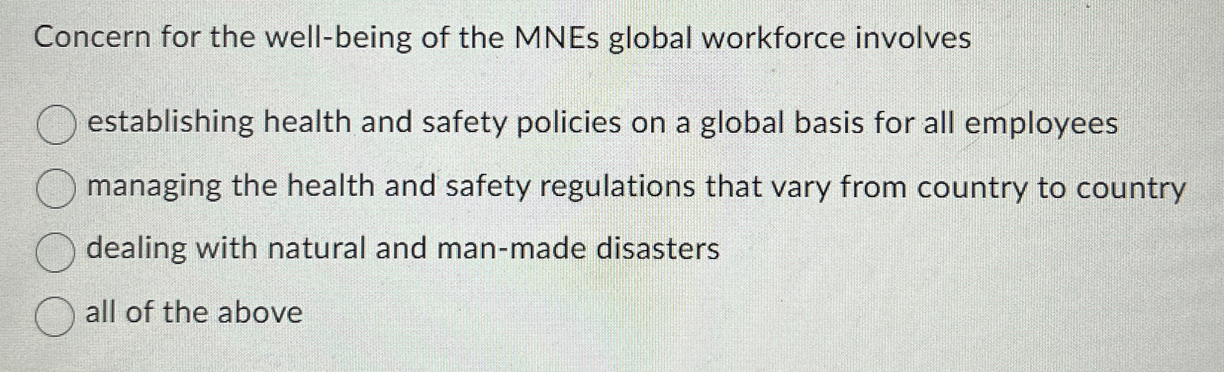 Concern for the well - being of the MNEs global