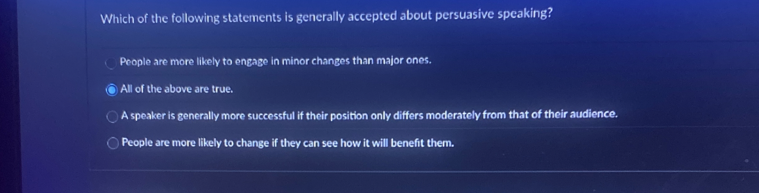 Which of the following statements is generally