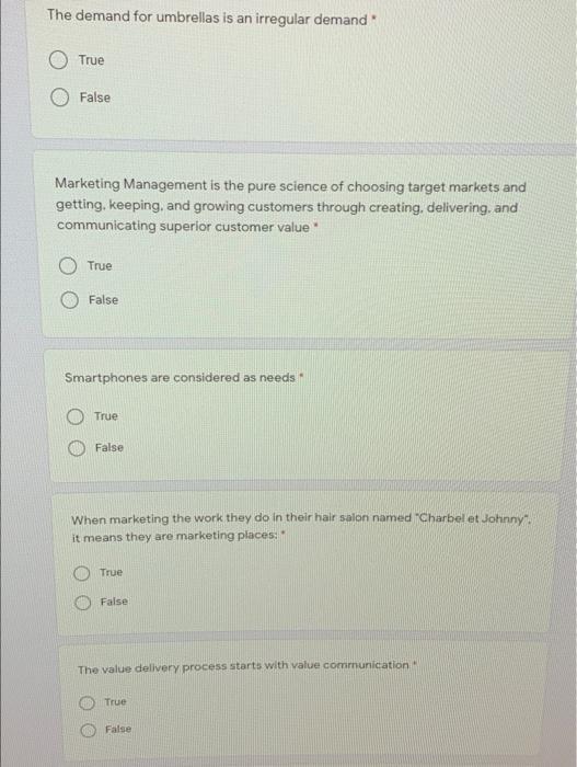 The demand for umbrellas is an irregular demand