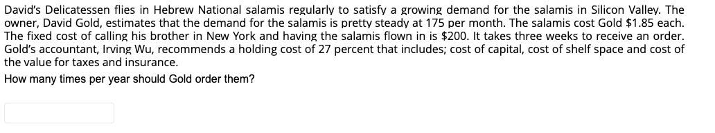 David's Delicatessen flies in Hebrew National