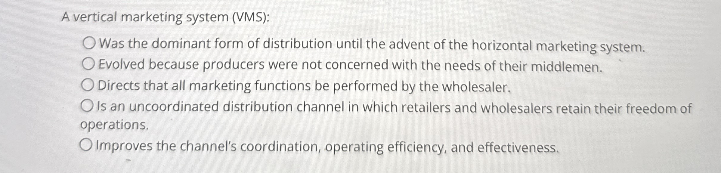 A vertical marketing system ( VMS ) : Was the