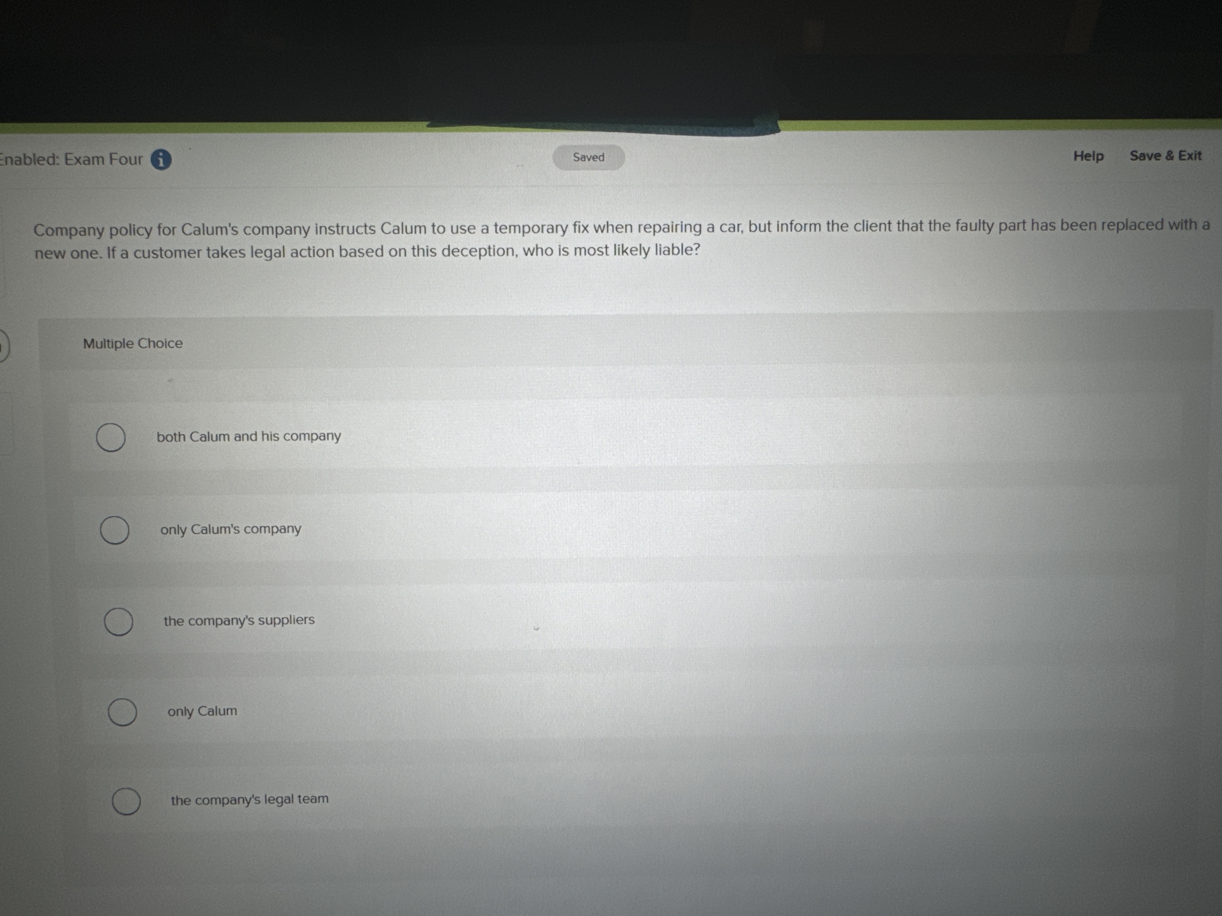 Company policy for Calum's company instructs