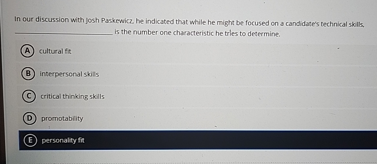 In our discussion with Josh Paskewicz, he