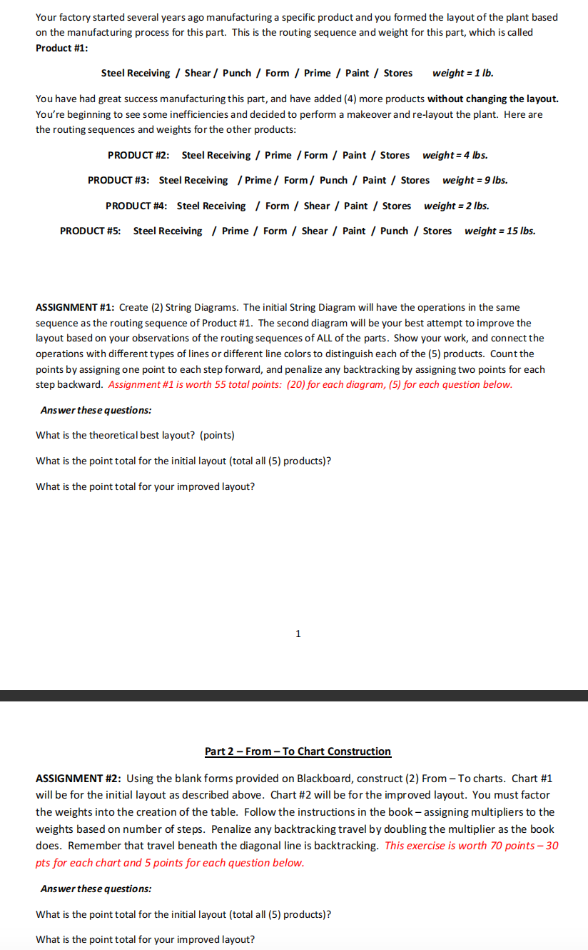 Part 2 - From - To Chart Construction ASSIGNMENT