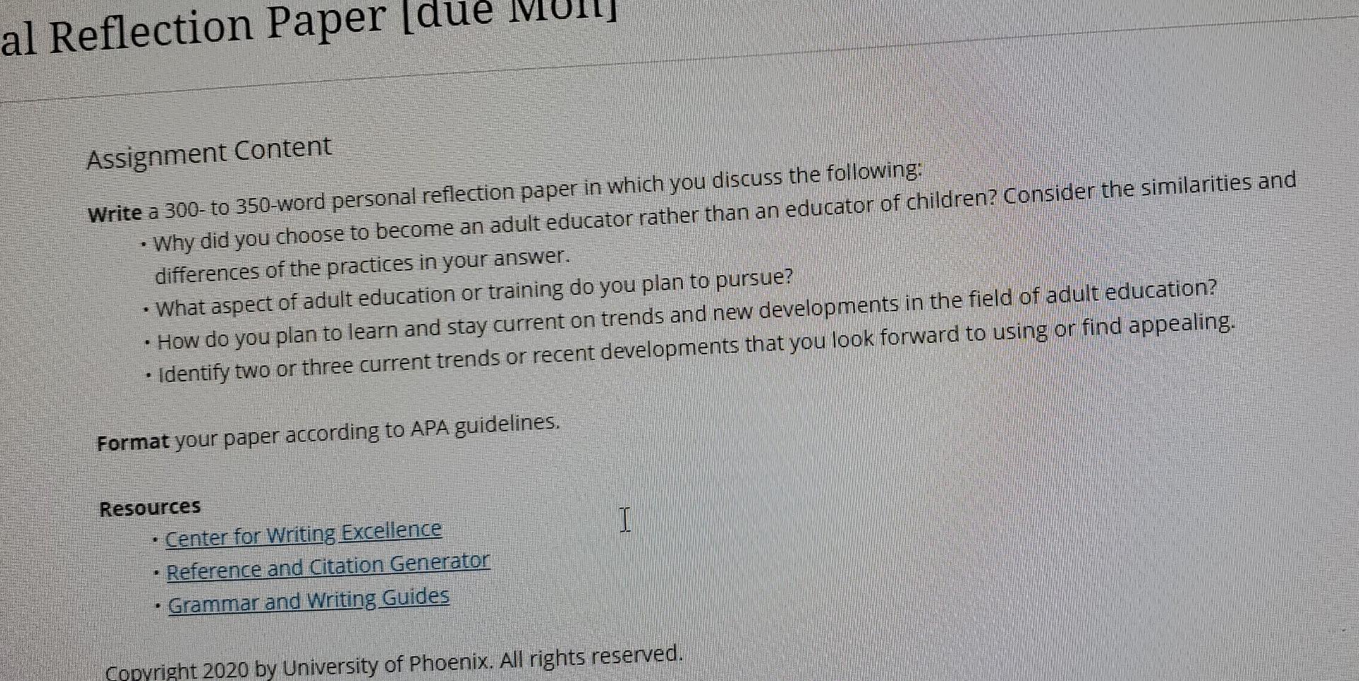 al Reflection Paper (due Assignment Content Write