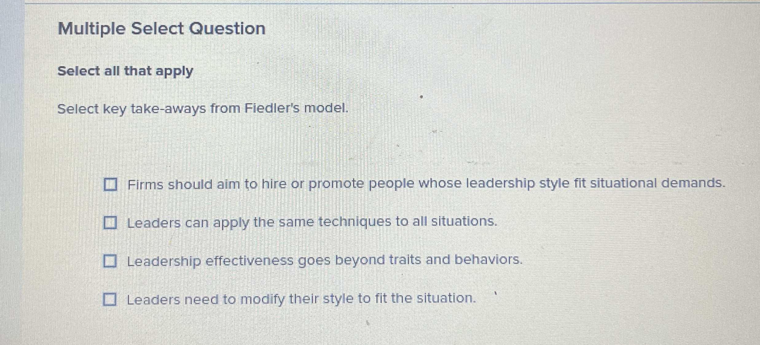 Multiple Select Question Select all that apply