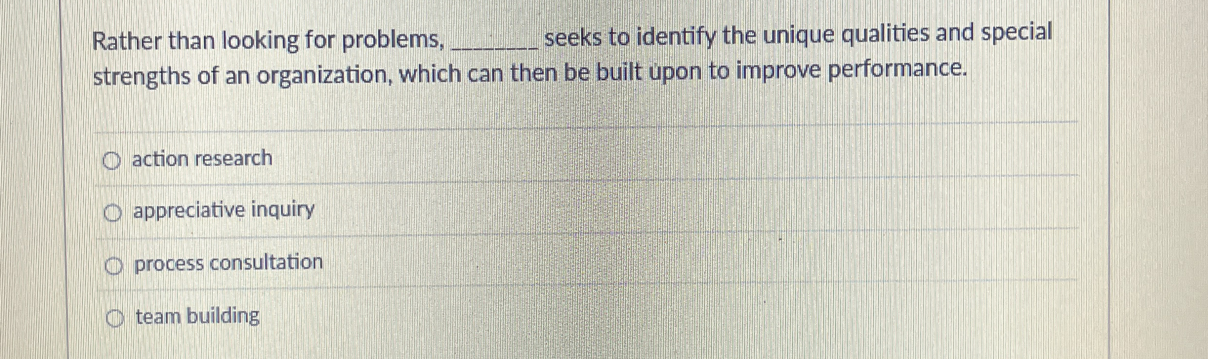 Rather than looking for problems, q , seeks to