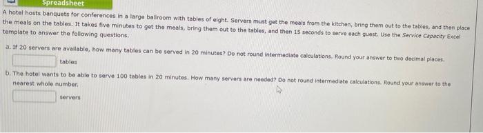 please help solve Spreadsheet A hotel hosts