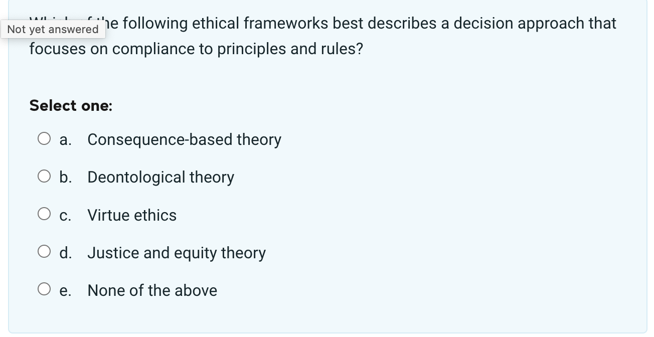 focuses on compliance to principles and rules?