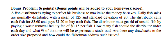 Bonus Problem: 6 points) (Bonus points will be