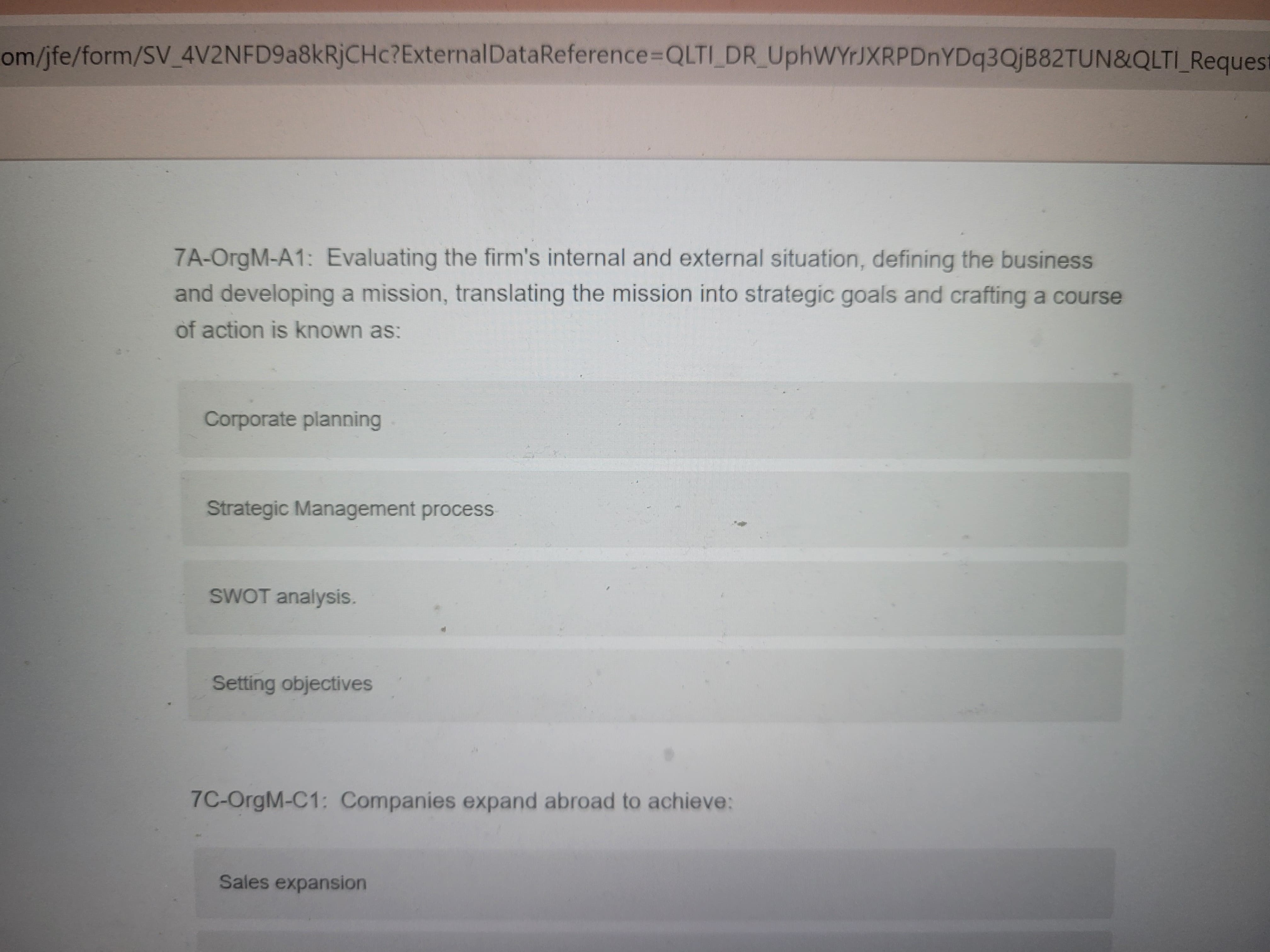 7 A - OrgM - A 1 : Evaluating the firm's internal