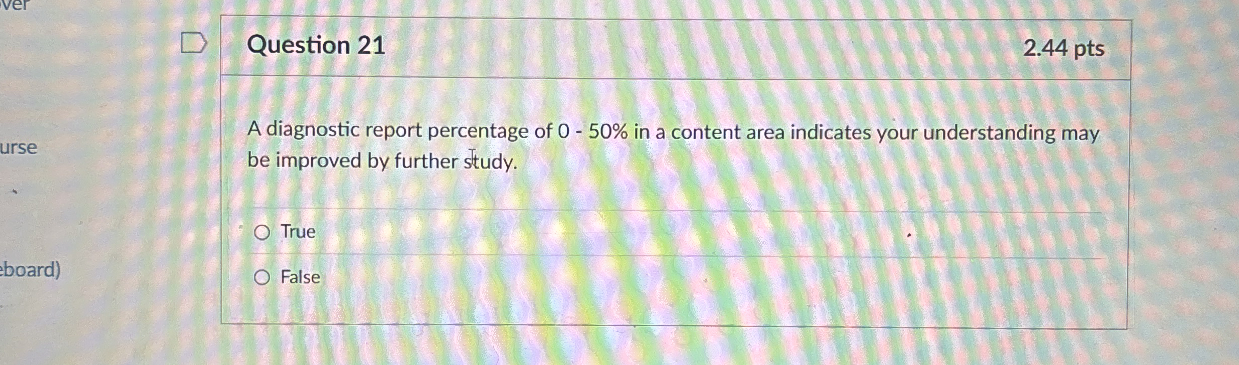 Question 2 1 2 . 4 4 pts A diagnostic report