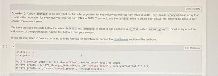 Question 2. Assign initial to an array that