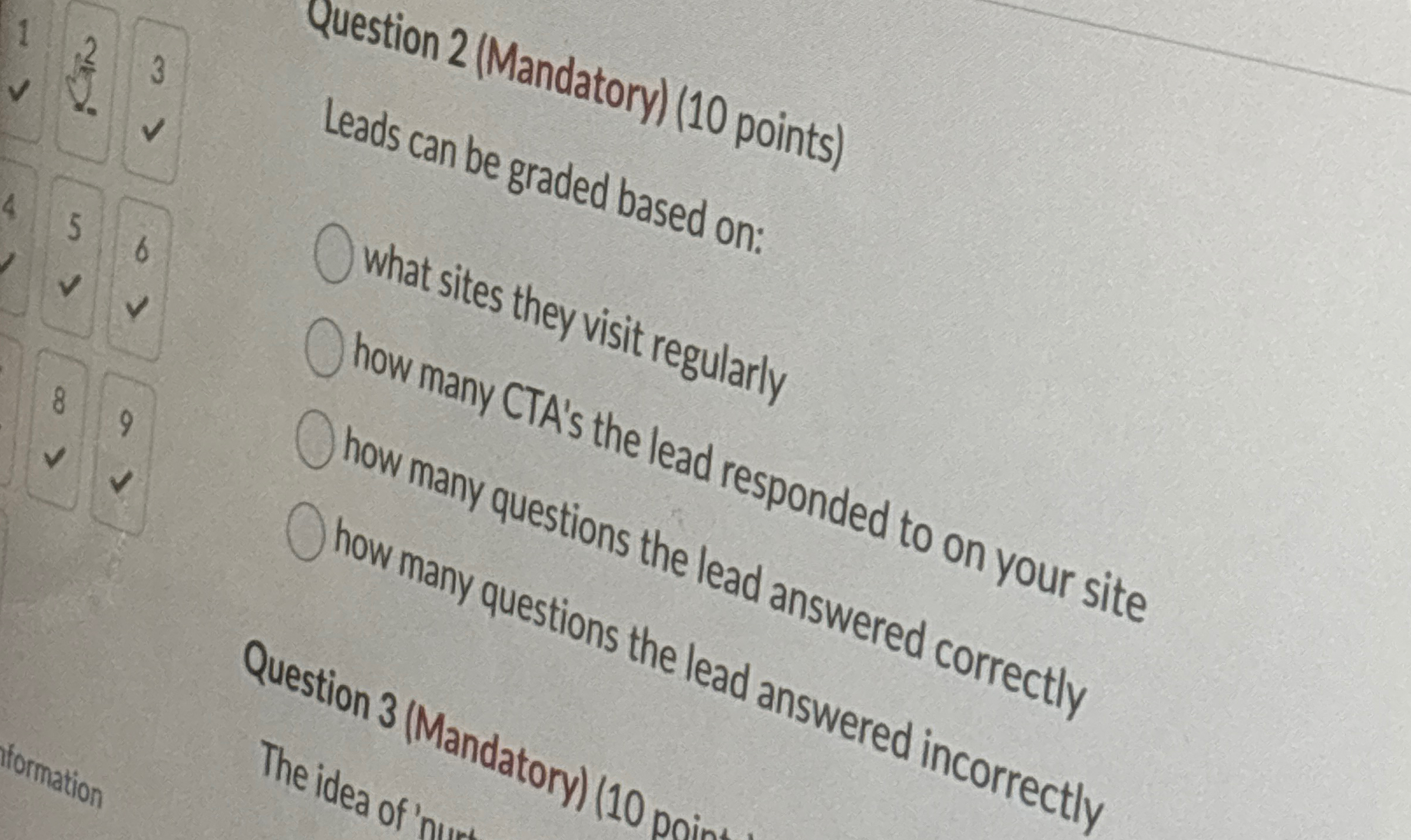 Question 2 ( Mandatory ) ( 1 0 points ) Leads can