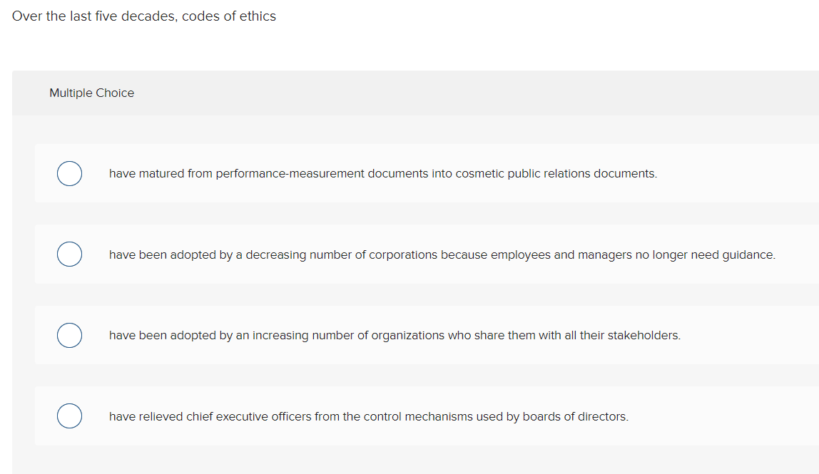 Over the last five decades, codes of ethics